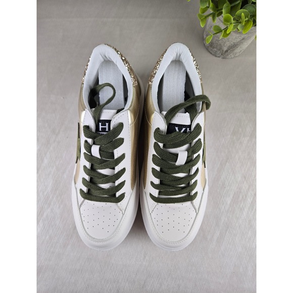 VH by Vintage Havana White Gold Star Platform Sneakers Lace Up Women's Size 8 - Picture 4 of 10